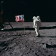 Neil Armstrong, walking on the moon.